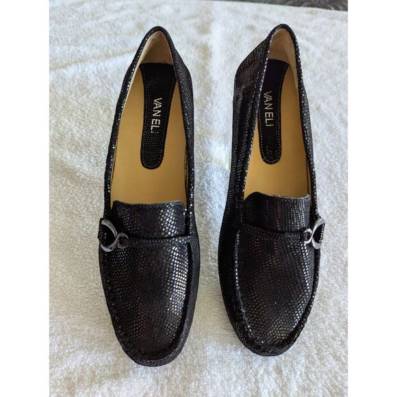 Vaneli Black Metallic Geo Aztec Slip On Driving Loafer Shoe  Sz 10M - Picture 6 of 12